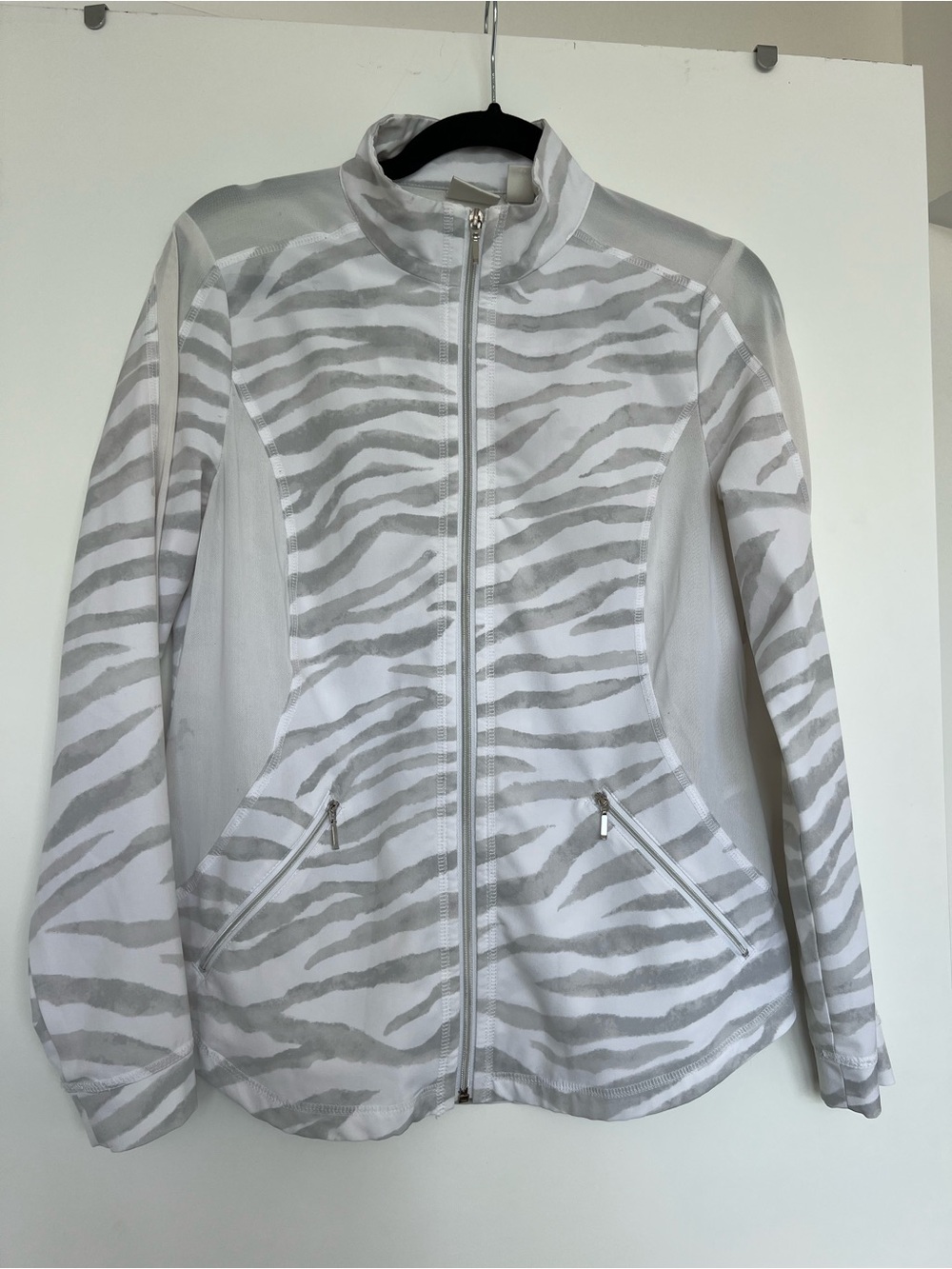 Women's White & Light Gray Zebra-Print Sport Jacket